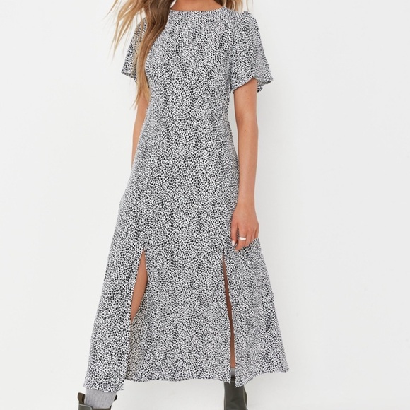 MISSGUIDED Flutter Sleeve Dalmatian Print Midi Dress, Size 14; NWT - Picture 2 of 16